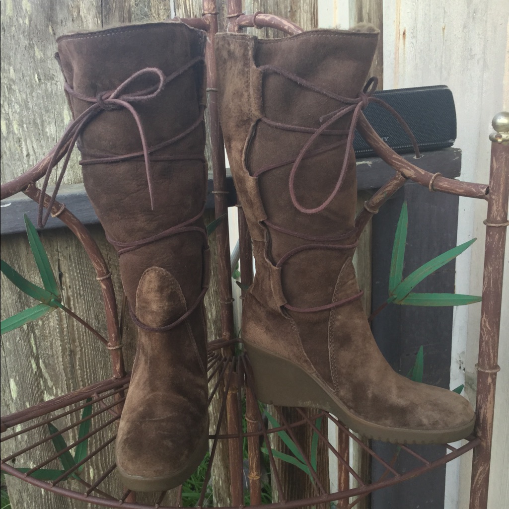 Ugg Elsey Expresso Lace Up Wedge Boots